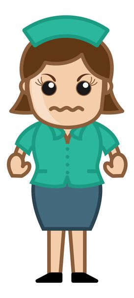 Angry Nurse - Medical Cartoon Vector Character - Vector, Image
