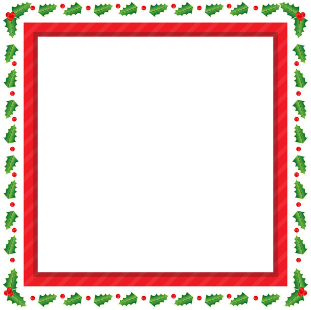 Vector illustration greetings frame with holly leaves decoration elements for holidays - Vektori, kuva