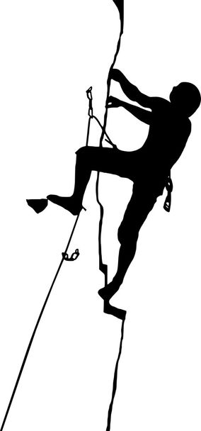 Silueta de un escalador en la grieta
 - Vector, Imagen