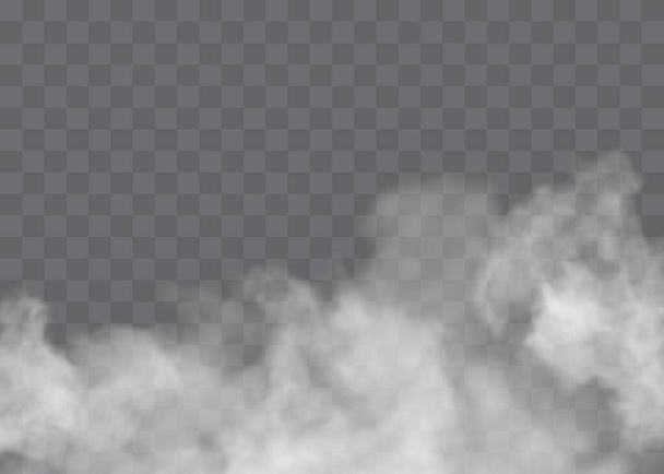 Transparente Spezialeffekte zeichnen sich durch Nebel oder Rauch aus. Weißer Wolkenvektor, Nebel oder Smog. - Vektor, Bild