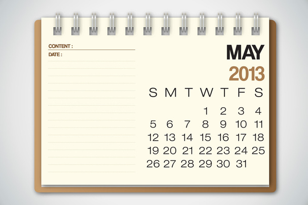 2013 Calendar May Old Torn Paper Vector - Vector, afbeelding