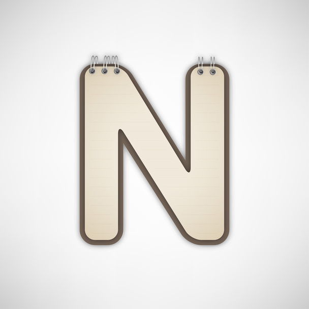 Letter N Notebook Vector - Vektör, Görsel