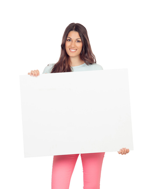 Attractive girl with blank placard - Fotografie, Obrázek