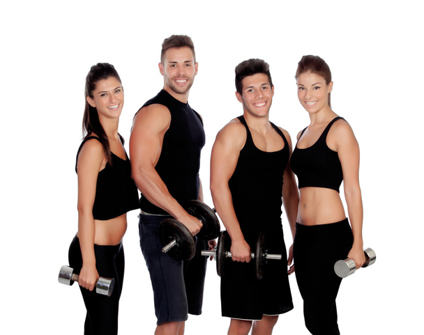 Group of friends with dumbbells - Photo, Image