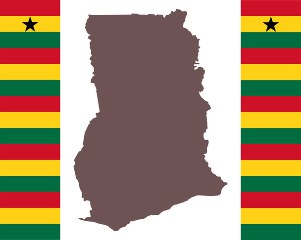 Ghanan kartta taustalla lippu
 - Vektori, kuva