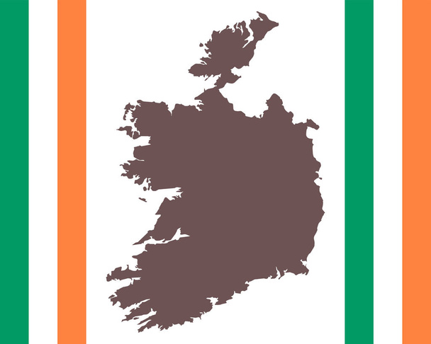 Irlannin kartta taustalla lipulla
 - Vektori, kuva