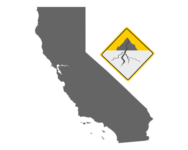 Карта Каліфорнії і землетрус попередження - Вектор, зображення