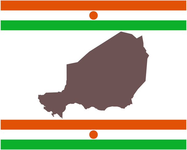 Nigerin kartta taustalla lipulla
 - Vektori, kuva