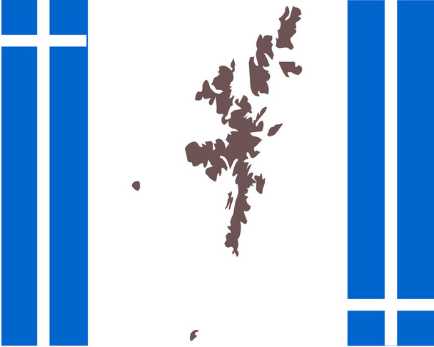 Shetlandinsaarten kartta taustalla lipulla
 - Vektori, kuva
