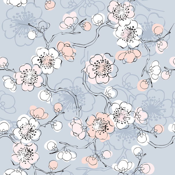 seamless background pattern of blossom - Vetor, Imagem