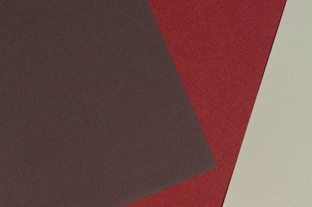 Color papers geometry composition banner background with beige, light brown and dark brown tones - Photo, Image