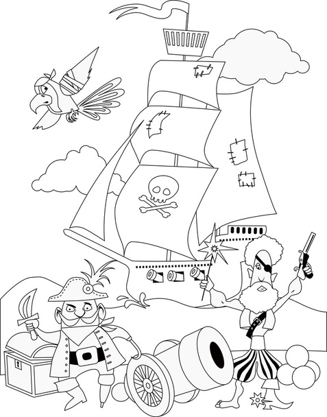 Pirates, coloring page - Vector, imagen