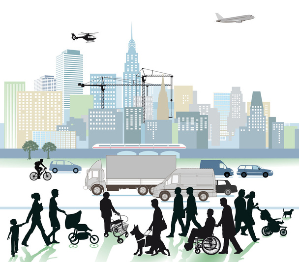 City and Traffic - Vector, Image