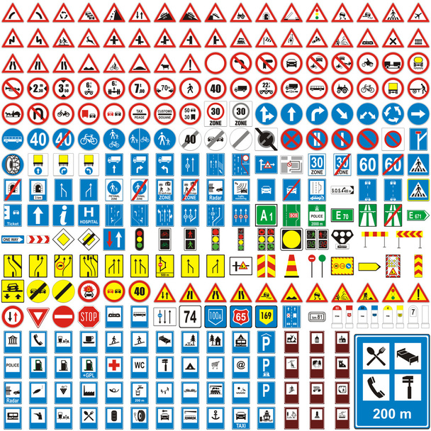izolované Evropská dopravní značky - Vektor, obrázek