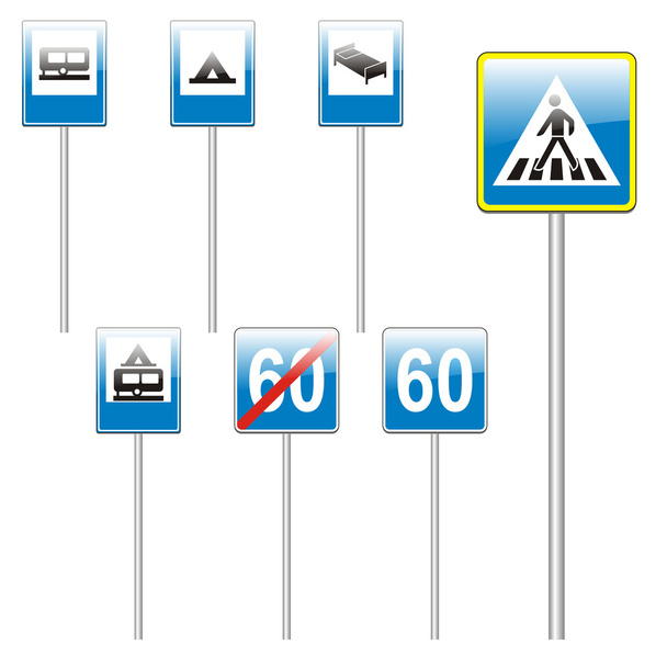 Elszigetelt európai közúti jelzőtáblák - Vektor, kép
