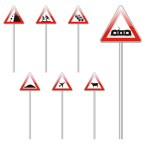 Isolated european road signs - Vector, Image