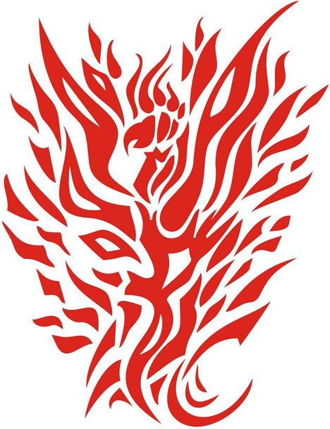 Phoenix alevi beyaz arka planda izole edilmiş. Dizaynınız için Phoenix sembolü şeklinde ateş dilleri. Beyaz üzerine kırmızı - Vektör, Görsel