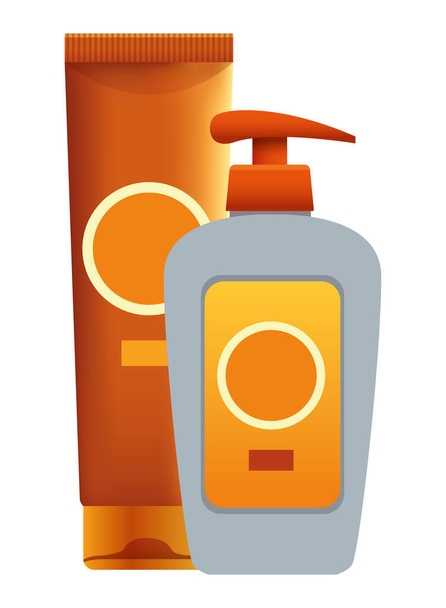 Zonnebrandmiddelen cosmetische producten - Vector, afbeelding