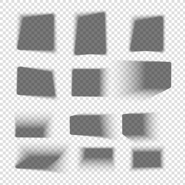 Box shadow set. Square realistic shadows with soft edges. - Vector, Image