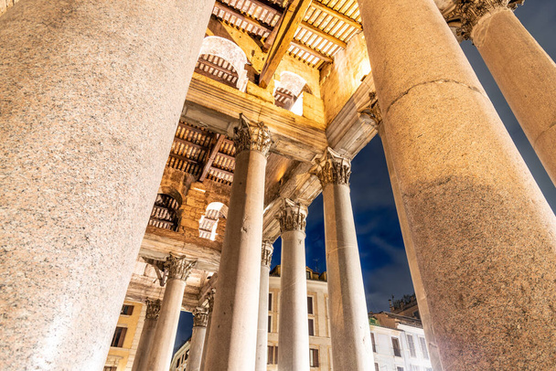 Columns of Pantheon by night, Rome, Italy - 写真・画像