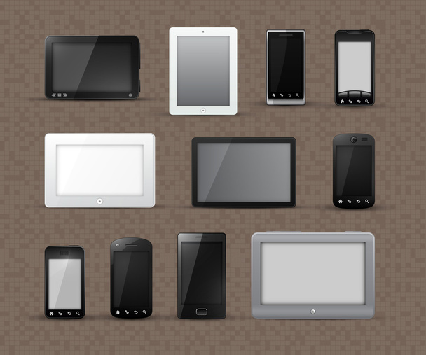 Diferentes modelos de tabletas y teléfonos inteligentes
 - Vector, imagen