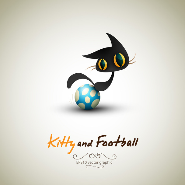 kleine kat spelen met voetbal - Vector, afbeelding
