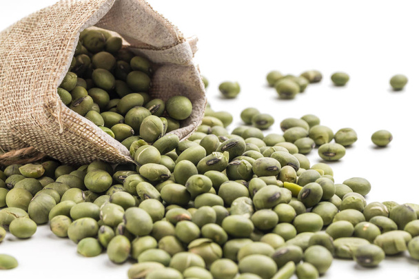 Green soybeans on a white background - Fotografie, Obrázek