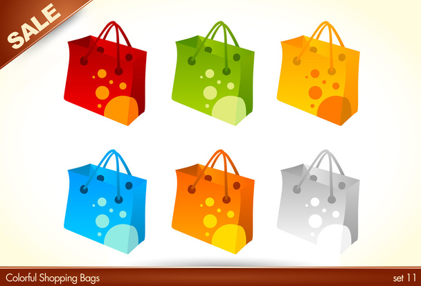 πολύχρωμο τσάντες αγορών - 3d εικόνες - Διάνυσμα, εικόνα