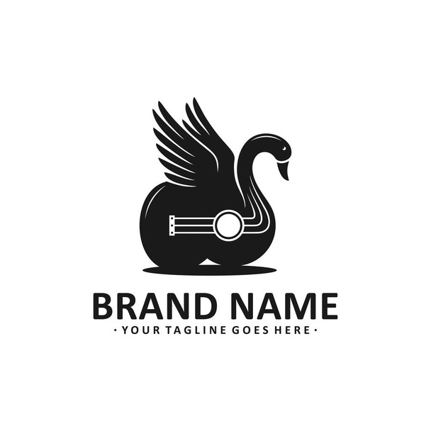 diseño del logotipo de la guitarra cisne negro
 - Vector, Imagen