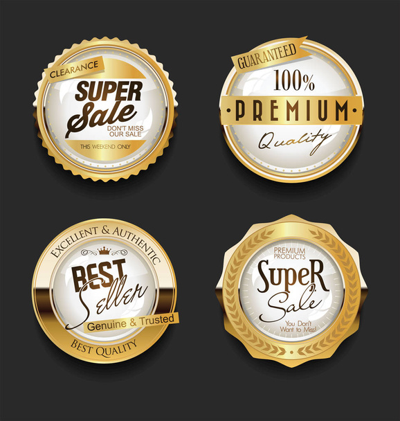 Luxury premium golden badges and labels - Vecteur, image