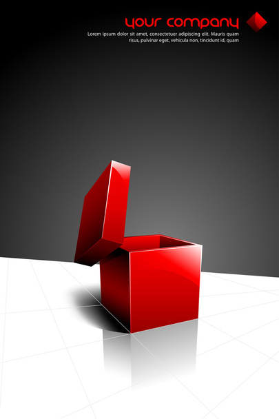 Векторный дизайн с открытым красным ящиком
 - Вектор,изображение