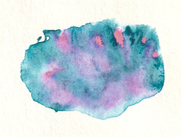 bright abstract watercolor two-tone spots turquoise and pink - Foto, Bild