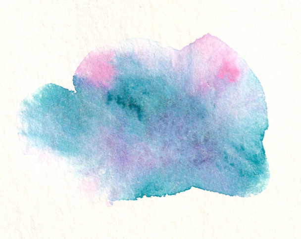 bright abstract watercolor two-tone spots turquoise and pink - Foto, Imagem