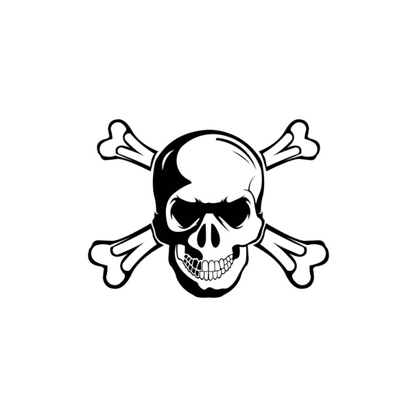 Lebka kříž kosti vektor pirát ikona logo halloween duch, lebka hlava - Vektor, obrázek