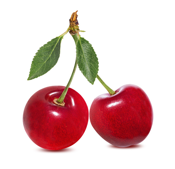 Cherry s listovým izolovaných na bílém pozadí. - Fotografie, Obrázek