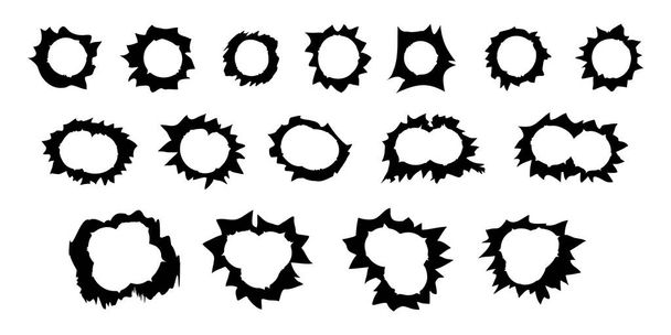 Stencils of a bullet holes isolated on a white background. - Vector, Image