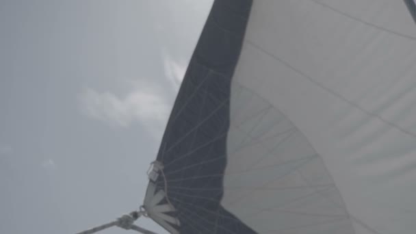 White sail wavers on a yacht. S-Log3. Slow motion - Footage, Video