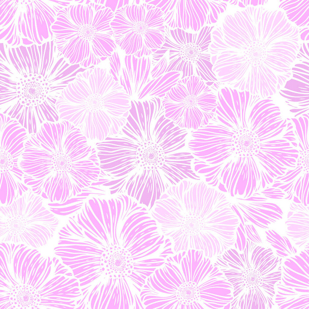 Безморщинистый фон - красивые графические розовые цветы. Векторная иллюстрация
 - Вектор,изображение