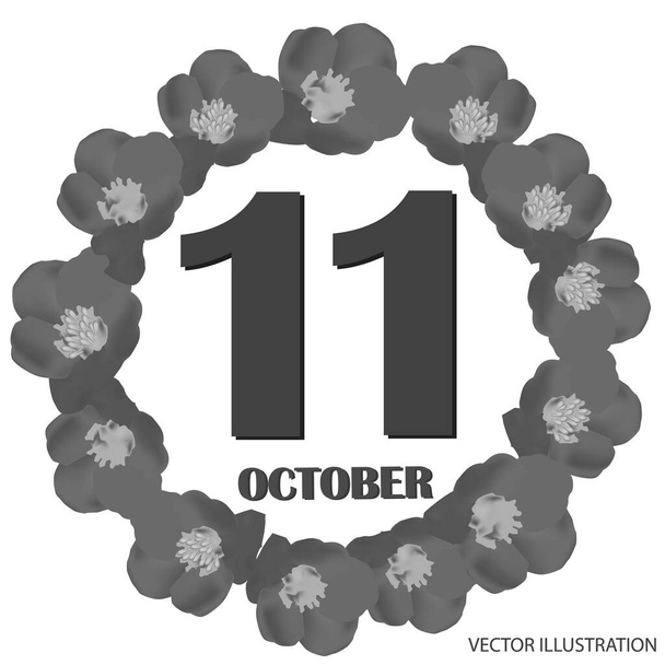 11 Οκτωβρίου, ημερολογιακή ημέρα. Εικονογράφηση διανύσματος. - Διάνυσμα, εικόνα