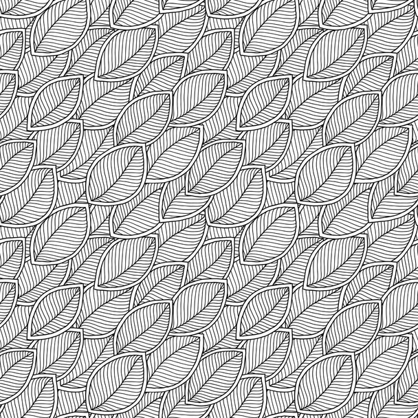 Leaves coloring book pages. Hand drawn artwork. - Vector, Imagen