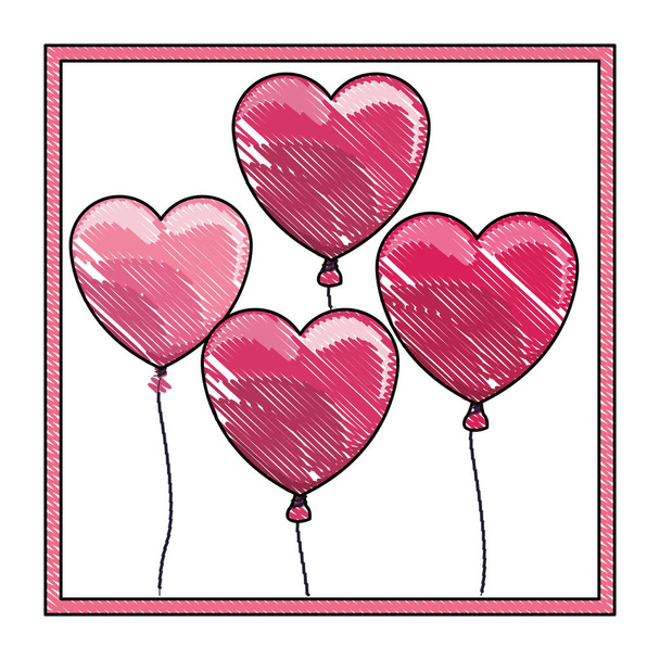 Balónek ve tvaru srdce na Klikyháky na rámu - Vektor, obrázek