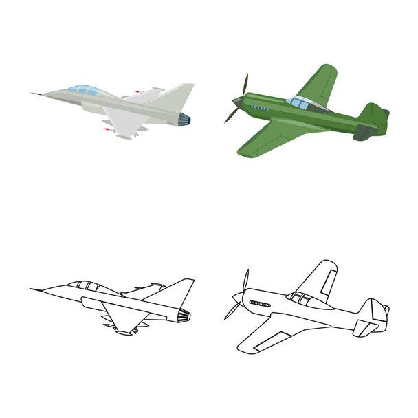 Uçak ve taşıma logo vektör tasarımı. Web için uçak ve gökyüzü hisse senedi simgesi kümesi. - Vektör, Görsel