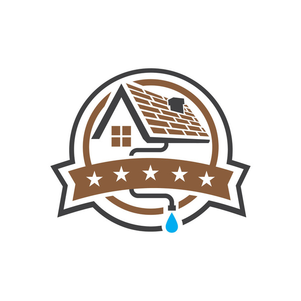 casa telhado sarjeta logotipo design vetor emblema emblema modelo illus
 - Vetor, Imagem