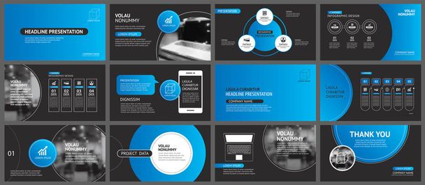 Presentation and slide layout background. Design blue and black  - Vector, Image
