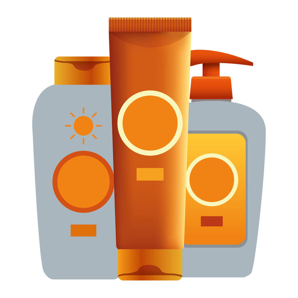 Zonnebrandmiddelen cosmetische producten - Vector, afbeelding