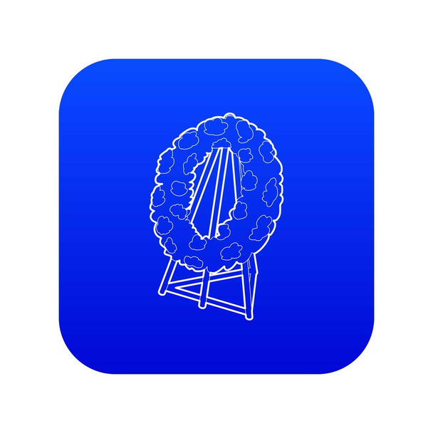Memorial wreath icon blue vector - Вектор,изображение