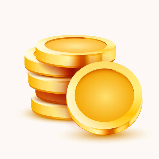 Stack of golden coins isolated on white background. - Wektor, obraz