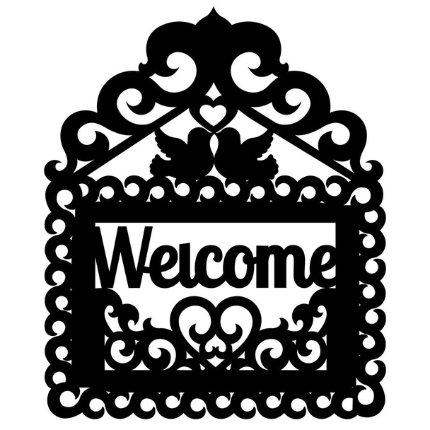 Welcome sign for laser cutting - Vector, Imagen