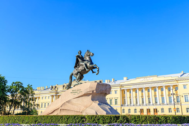 Αγία Πετρούπολη, Ρωσία. Μνημείο του Πέτρου α ' στο Σεννασσκανα squ - Φωτογραφία, εικόνα