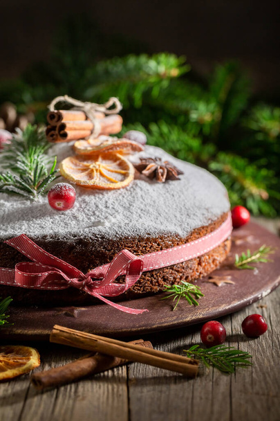 Closeup of poppy seed cake for Christmas made with cocoa - Фото, зображення